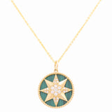 14k Yellow Gold Star Diamond Necklace 16" with 0.30Tw Round Diamonds - Miral Jewelry