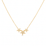 14k Yellow Gold Star Diamond Necklace 18" with 0.13Tw Round Diamonds - Miral Jewelry