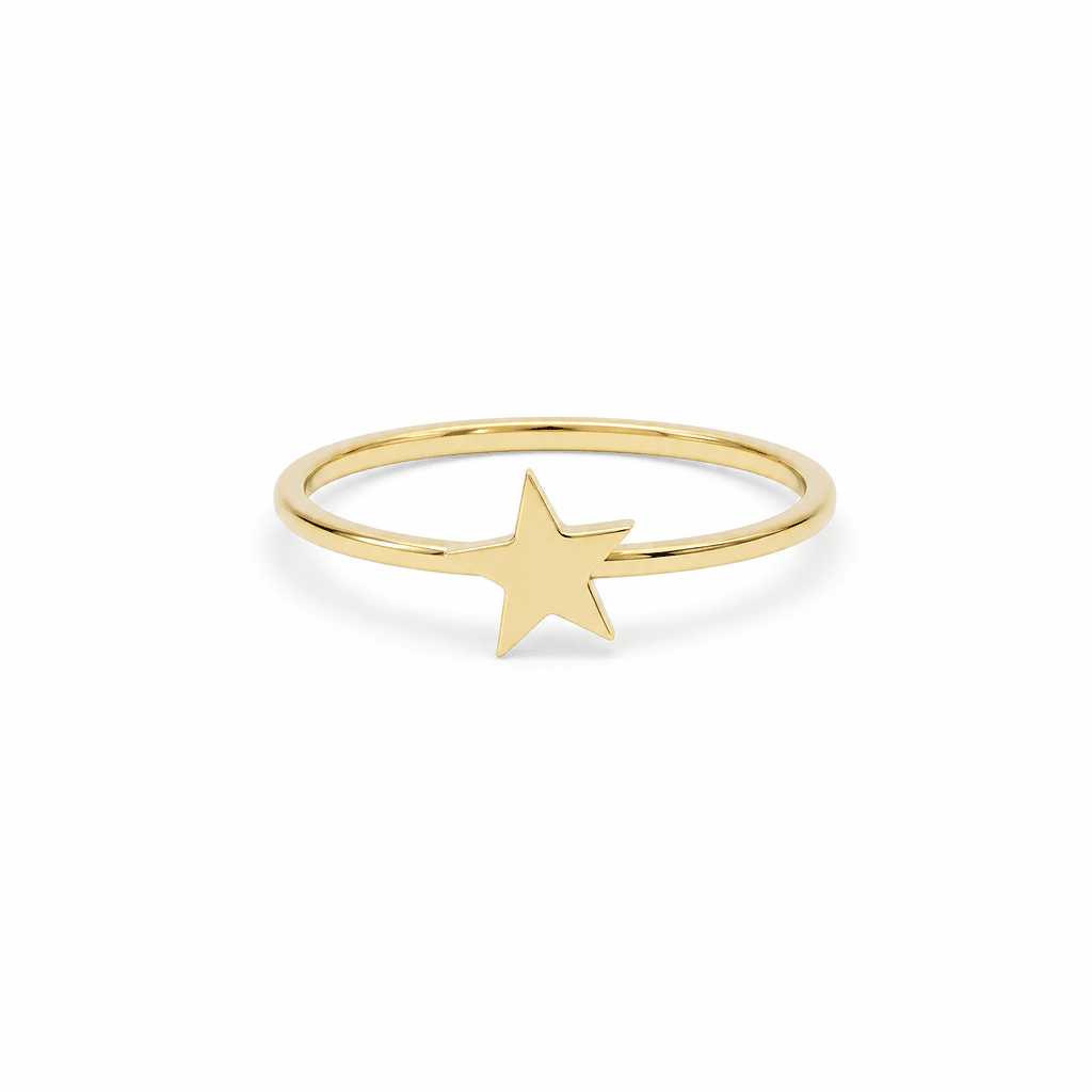 14K Yellow Gold Star Ring