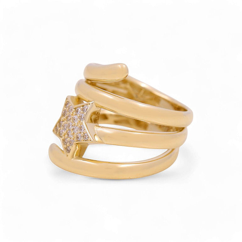 14K Yellow Gold Star with Cz Fashion Women's Ring - Miral Jewelry