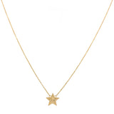 14K Yellow Gold Star Women's Necklace 18" - Miral Jewelry