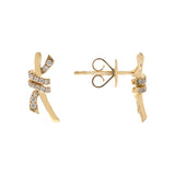 14K Yellow Gold Stud Diamond Earrings with 0.14Tw Round Diamonds - Miral Jewelry