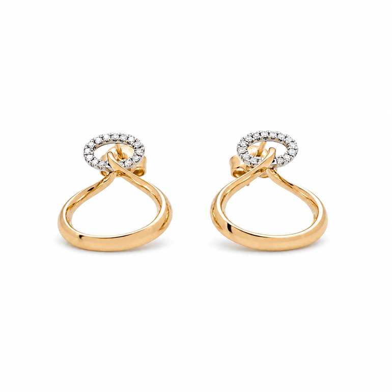 14K Yellow Gold Stud Diamond Earrings with 0.15Tw Round Diamonds - Miral Jewelry