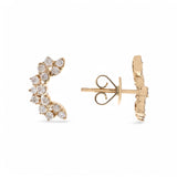 14K Yellow Gold Stud Diamond Earrings with 0.48Tw Round Diamonds - Miral Jewelry