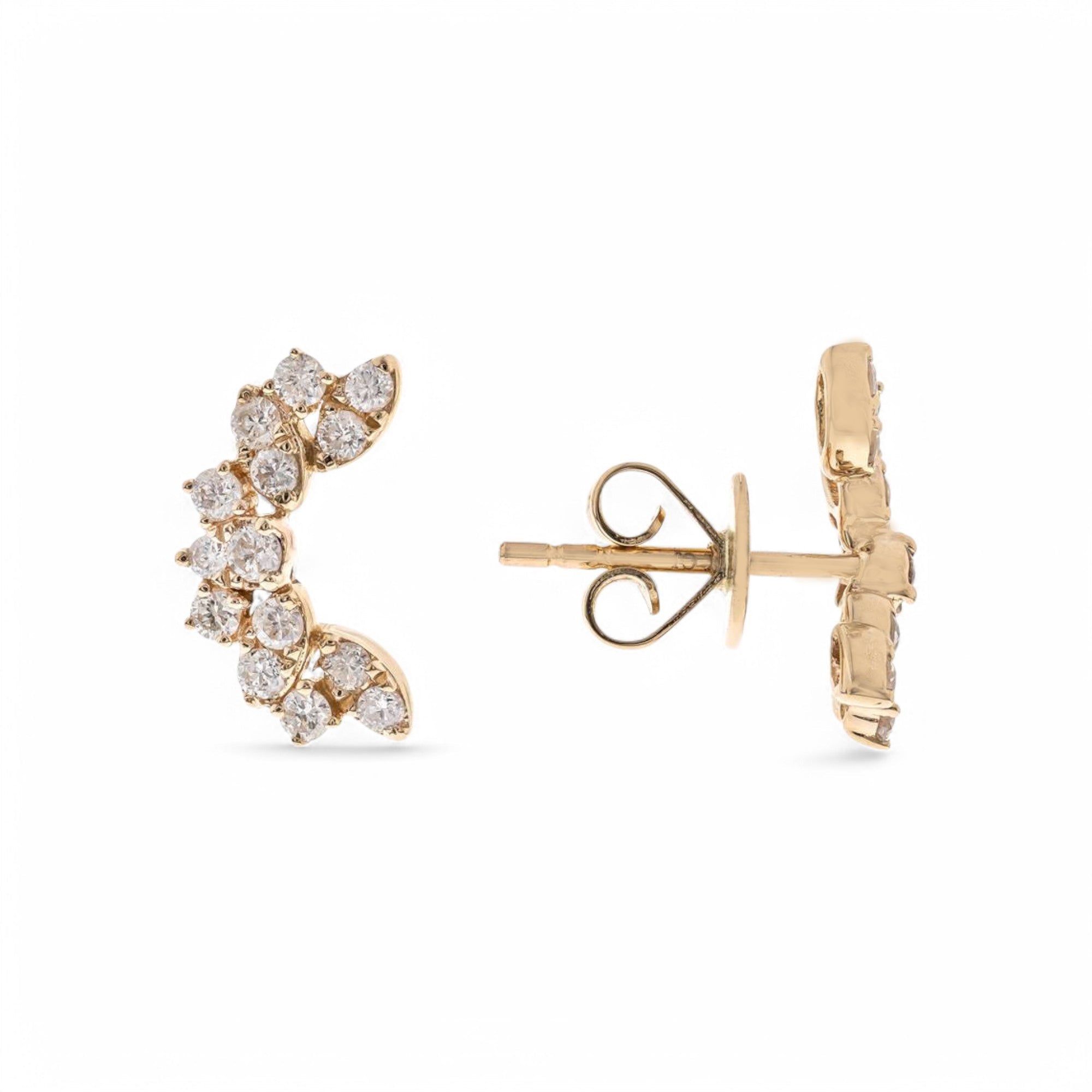 14K Yellow Gold Diamond Cluster Climber Earrings 0.48 ct tw