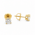 14K Yellow Gold Stud Diamond Earrings with 0.92Tw Round H Si2 Diamonds - Miral Jewelry