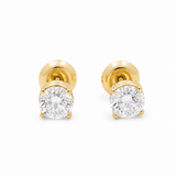 14K Yellow Gold Stud Diamond Earrings with 1.40Tw Round Diamonds - Miral Jewelry