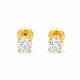 14K Yellow Gold Stud Diamond Earrings with 1.41Tw Round G Si2 Diamonds - Miral Jewelry