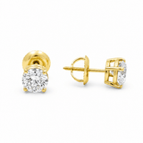 14K Yellow Gold Stud Diamond Earrings with 1.41Tw Round G Si2 Diamonds - Miral Jewelry