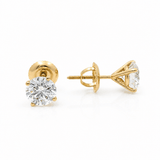 14K Yellow Gold Stud Diamond Earrings with 2.00Tw Round Diamonds - Miral Jewelry