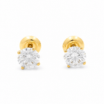 14K Yellow Gold Stud Diamond Earrings with 2.00Tw Round Diamonds - Miral Jewelry