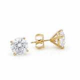 14K Yellow Gold Stud Earrings with 2.24Tw Round Lab Grown Diamond - Miral Jewelry
