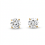 14K Yellow Gold Stud Earrings with 3.37Tw Round Lab Grown Diamond - Miral Jewelry