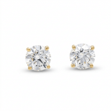 14K Yellow Gold Stud Earrings with 3.37Tw Round Lab Grown Diamond - Miral Jewelry