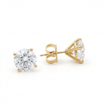 14K Yellow Gold Stud Earrings with 3.37Tw Round Lab Grown Diamond - Miral Jewelry