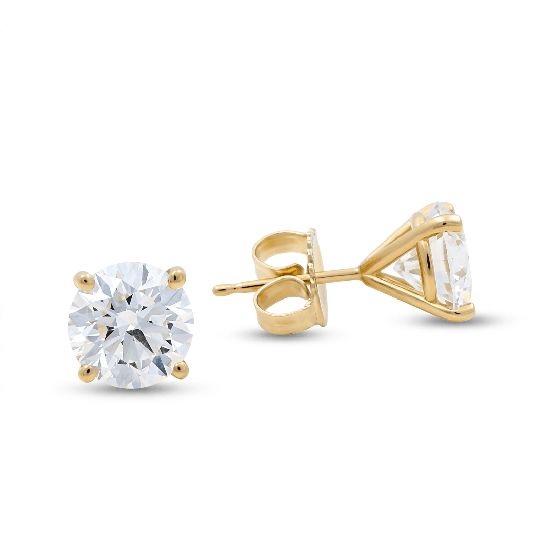14K Yellow Gold Lab-Grown Diamond Solitaire Studs 4.13 ct tw – view 2