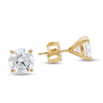 14K Yellow Gold Stud Earrings with 4.13Tw Round Lab Grown Diamond - Miral Jewelry