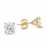 14K Yellow Gold Stud Earrings with 4.13Tw Round Lab Grown Diamond - Miral Jewelry