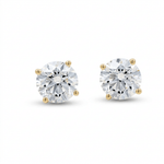 14K Yellow Gold Stud Earrings with 4.13Tw Round Lab Grown Diamond - Miral Jewelry
