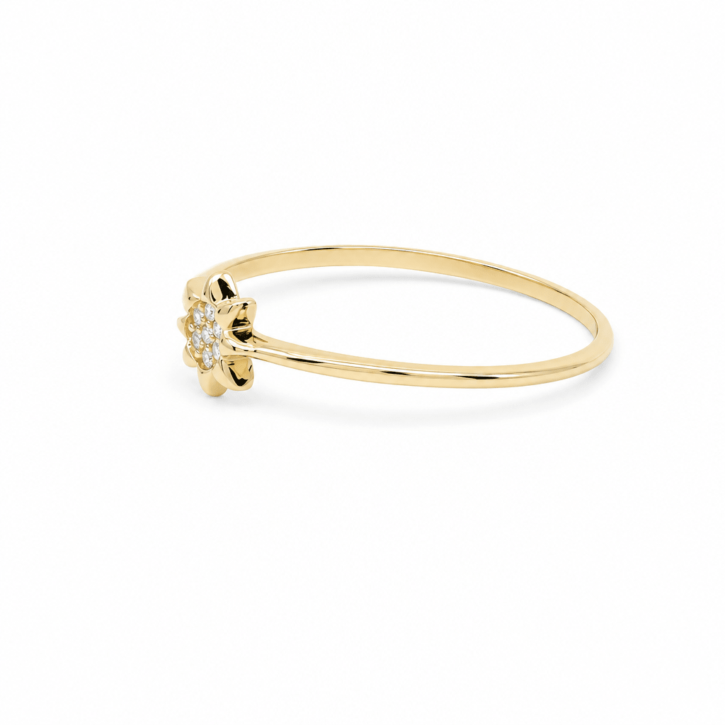 14K Yellow Gold Sun Cluster Ring with CZ – view 2