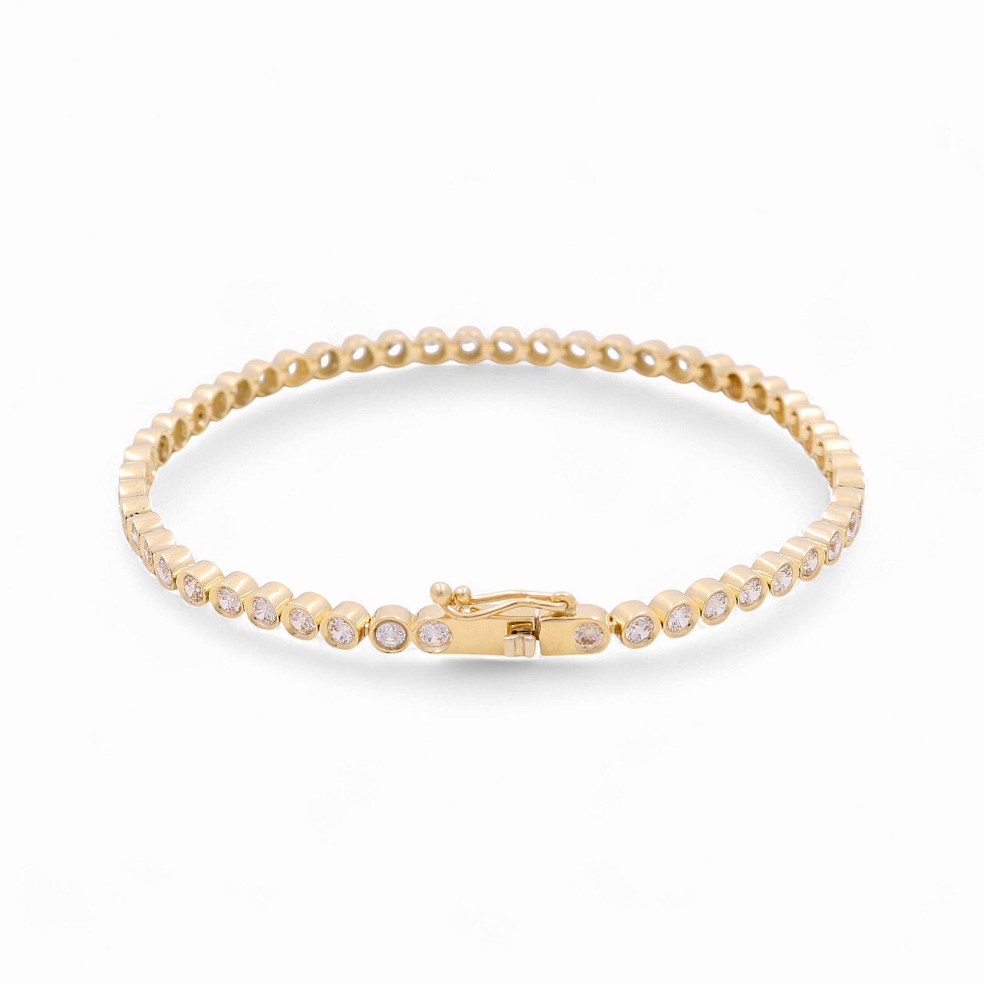 14K Yellow Gold Tenis With Cz Women's Bracelet - Miral Jewelry