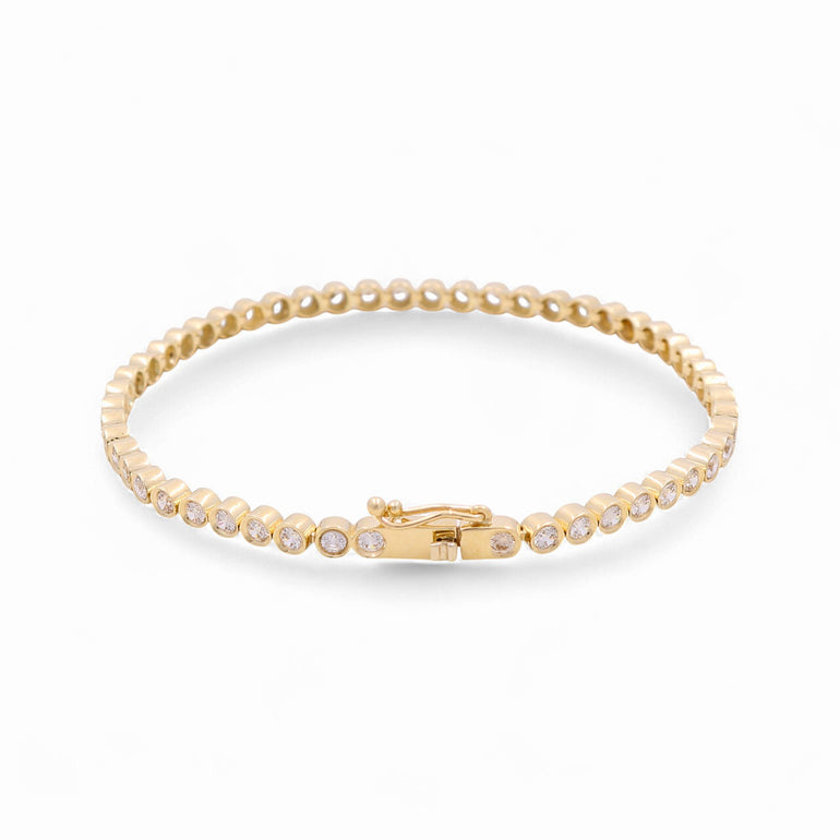 14K Yellow Gold Tenis With Cz Women's Bracelet - Miral Jewelry