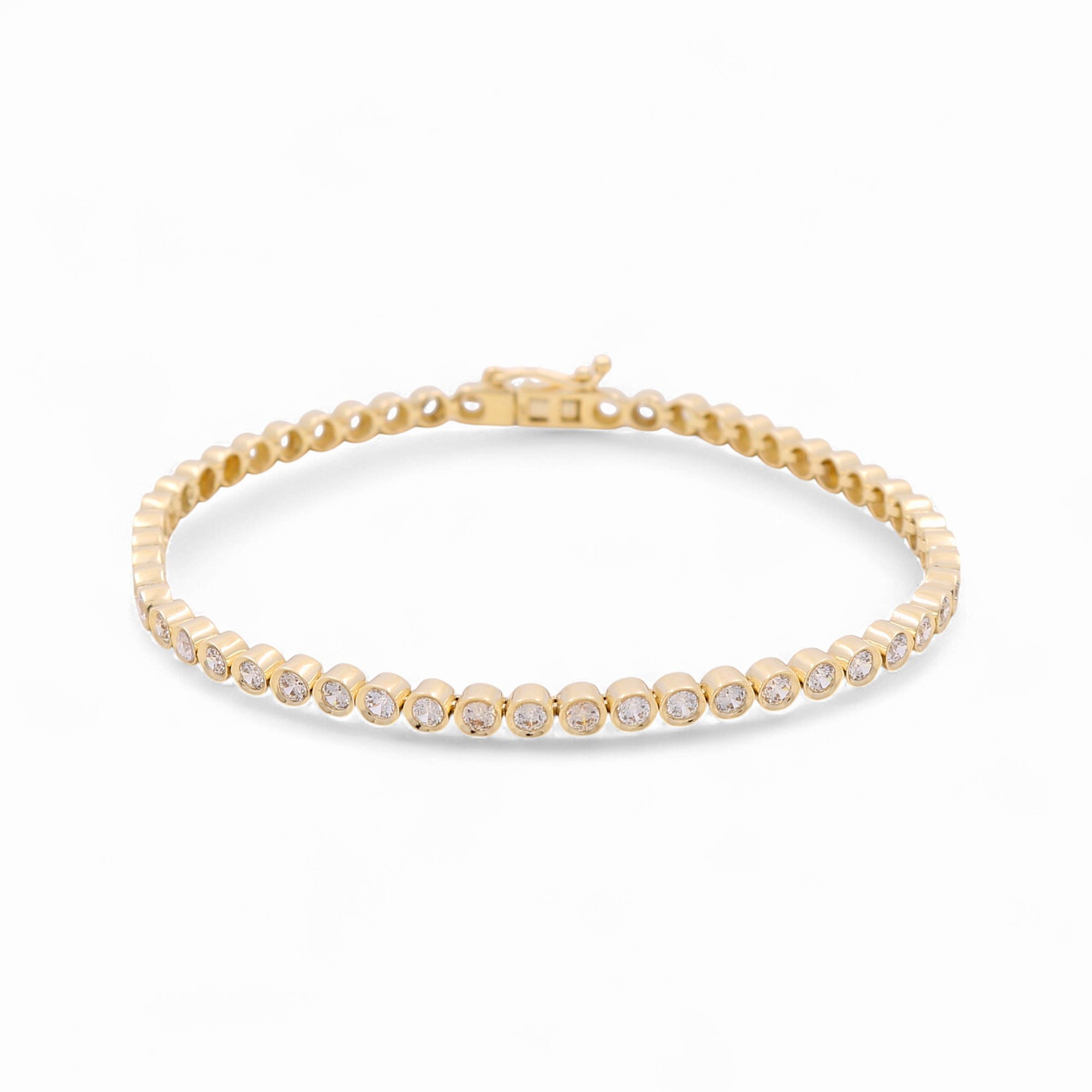 14K Yellow Gold Tenis With Cz Women's Bracelet - Miral Jewelry