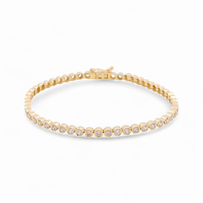 14K Yellow Gold Tenis With Cz Women's Bracelet - Miral Jewelry