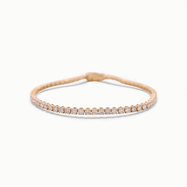 14K Yellow Gold Tennis Bracelet with 5.41Tw Round Lab Diamond - Miral Jewelry