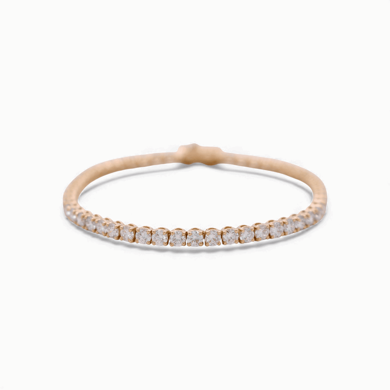 14K Yellow Gold Tennis Bracelet with 6.63Tw Round Lab Diamond - Miral Jewelry