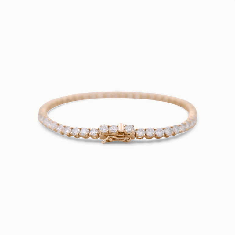 14K Yellow Gold Tennis Bracelet with 7.26Tw Round Lab Diamond - Miral Jewelry