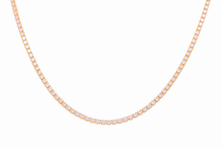 14K Yellow Gold Tennis Necklace with Cz - Miral Jewelry
