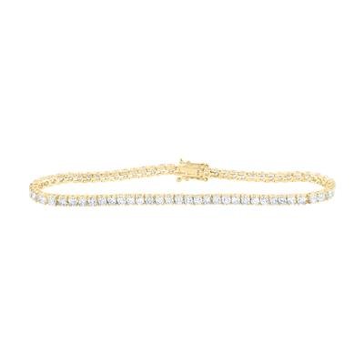14k Yellow Gold Tennis Women's Bracelet with 2.00 Tw Round Diamonds - Miral Jewelry