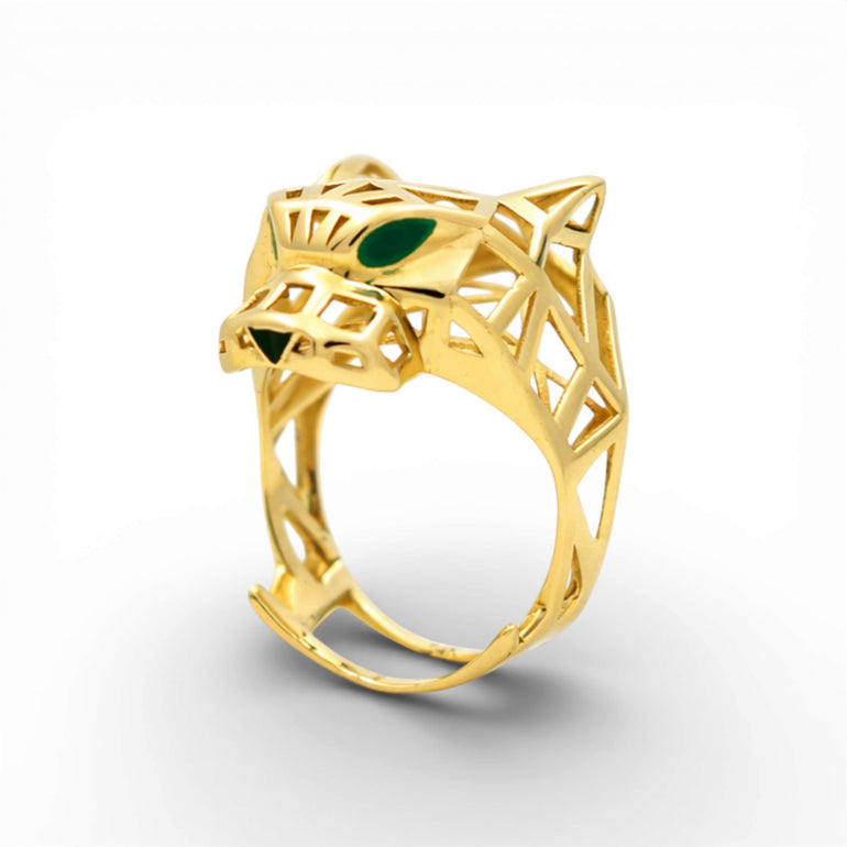 14K Yellow Gold Tiger Fashion Women's Ring - Miral Jewelry