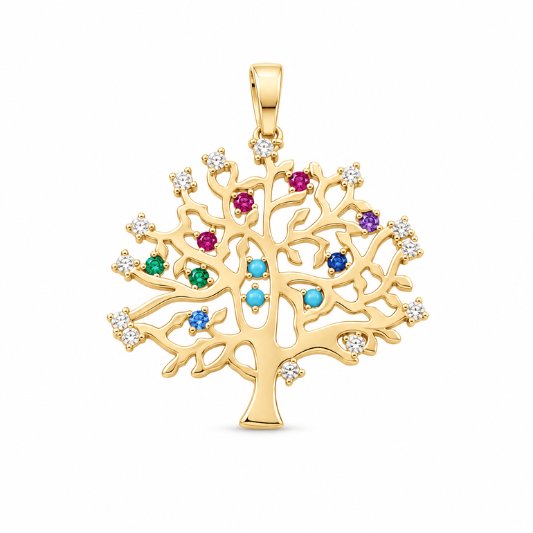 14K Yellow Gold Tree of Life Pendant - Miral Jewelry