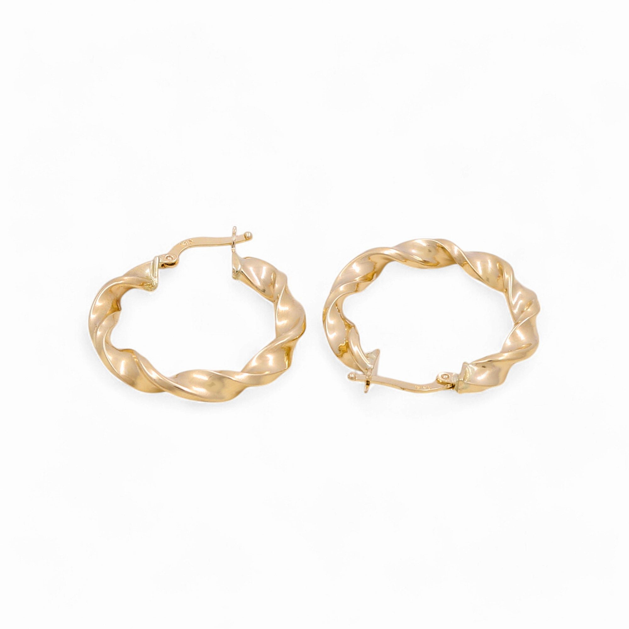 14K Yellow Gold Twisted Hoop Earrings - Miral Jewelry