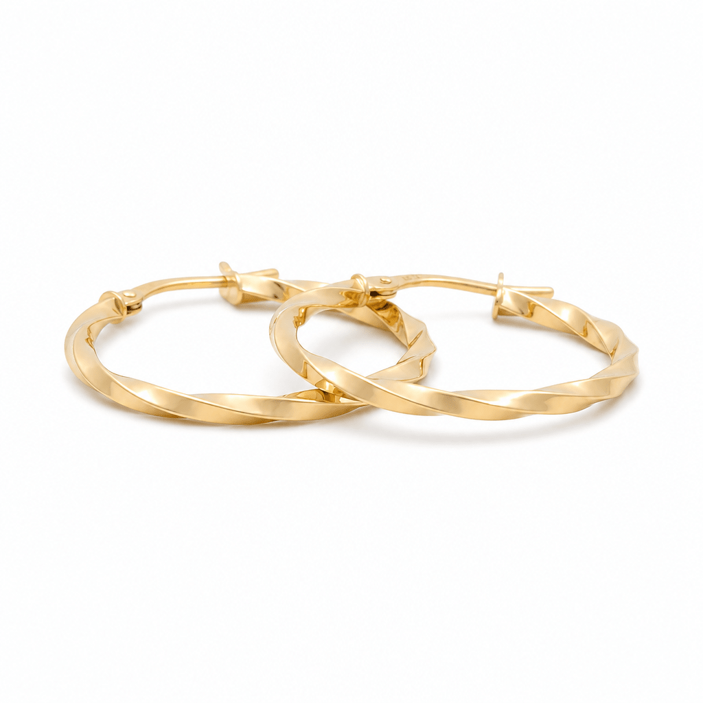 14K Yellow Gold Twisted Hoop Earrings - Miral Jewelry