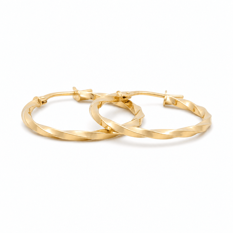 14K Yellow Gold Twisted Hoop Earrings - Miral Jewelry