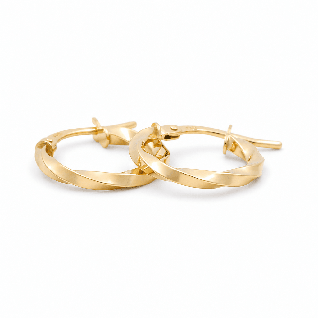 14K Yellow Gold Twisted Hoop Earrings - Miral Jewelry