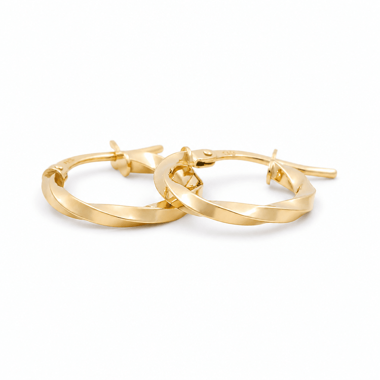 14K Yellow Gold Twisted Hoop Earrings - Miral Jewelry