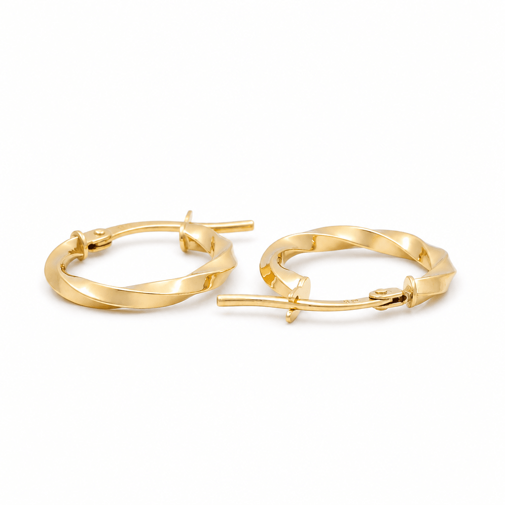 14K Yellow Gold Twisted Hoop Earrings - Miral Jewelry