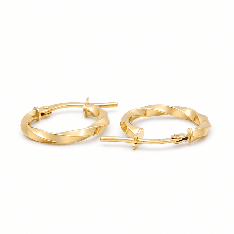 14K Yellow Gold Twisted Hoop Earrings - Miral Jewelry