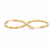 14K Yellow Gold Twisted Hoop Earrings - Miral Jewelry