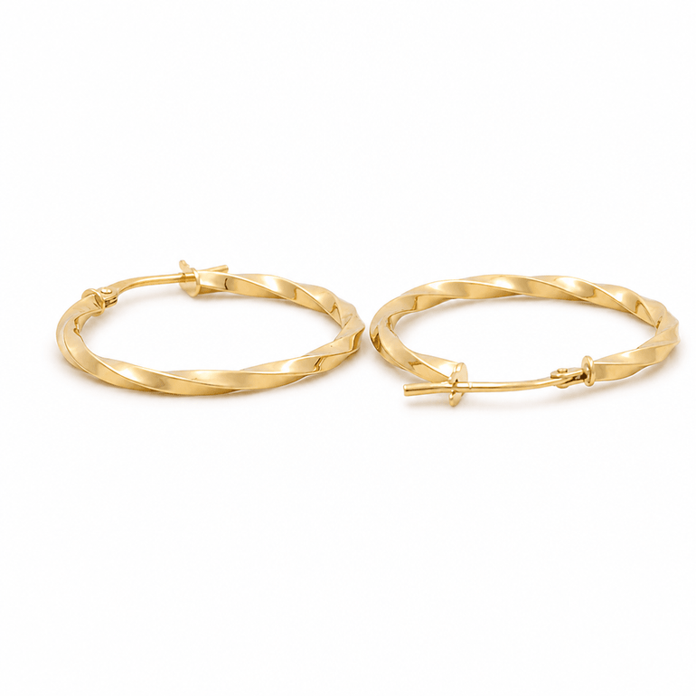 14K Yellow Gold Twisted Hoop Earrings - Miral Jewelry