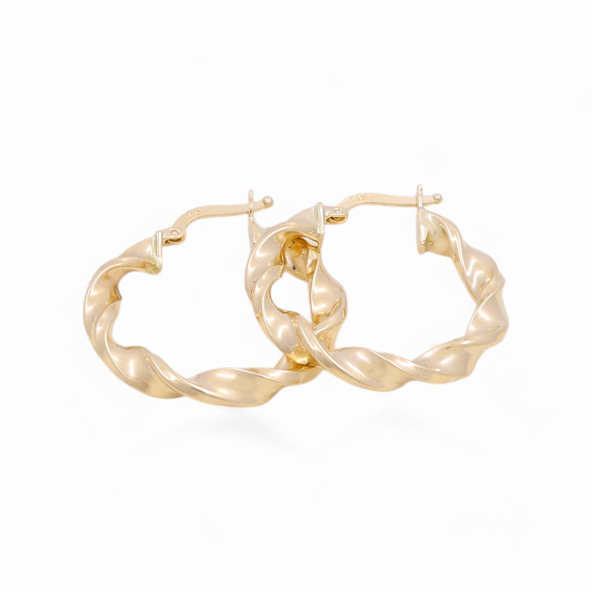 14K Yellow Gold Twisted Hoop Earrings - Miral Jewelry