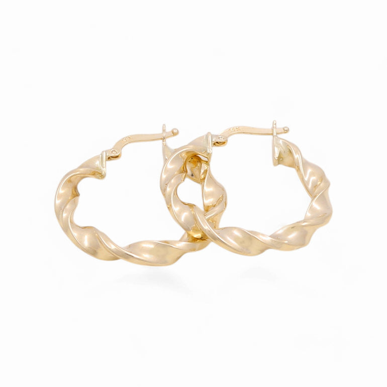 14K Yellow Gold Twisted Hoop Earrings - Miral Jewelry