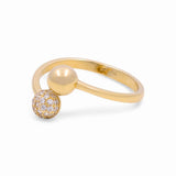 14K Yellow Gold Two Balls Fashion Women's Ring - Miral Jewelry