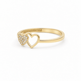 14K Yellow Gold Double Heart Ring with CZ – view 2