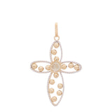 14K Yellow Gold Two Tone White/Yellow Diamond Cut Medal Pendant - Miral Jewelry