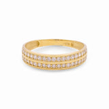 14K Yellow Gold Wedding Band Ring with Cz - Miral Jewelry